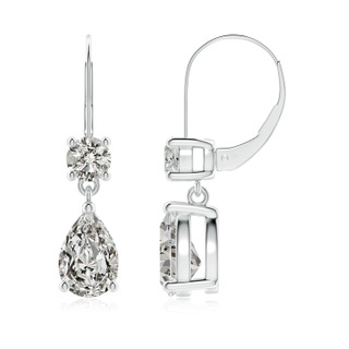 9x6mm KI3 Pear Diamond Leverback Drop Earrings with Diamond Accent in P950 Platinum
