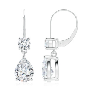 9x7mm GVS2 Pear Diamond Leverback Drop Earrings with Diamond Accent in P950 Platinum