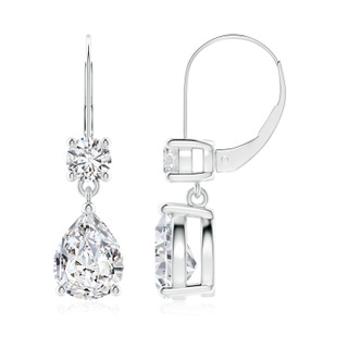 9x7mm HSI2 Pear Diamond Leverback Drop Earrings with Diamond Accent in P950 Platinum