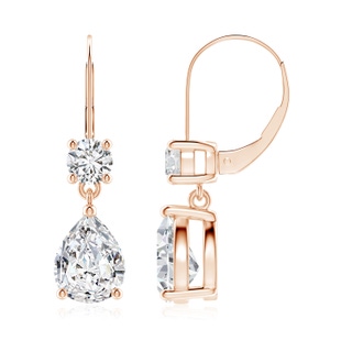 9x7mm HSI2 Pear Diamond Leverback Drop Earrings with Diamond Accent in Rose Gold