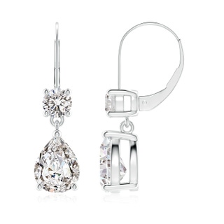 9x7mm IJI1I2 Pear Diamond Leverback Drop Earrings with Diamond Accent in P950 Platinum