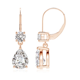 9x7mm IJI1I2 Pear Diamond Leverback Drop Earrings with Diamond Accent in Rose Gold