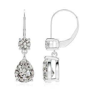9x7mm KI3 Pear Diamond Leverback Drop Earrings with Diamond Accent in 10K White Gold