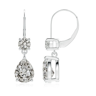 9x7mm KI3 Pear Diamond Leverback Drop Earrings with Diamond Accent in P950 Platinum