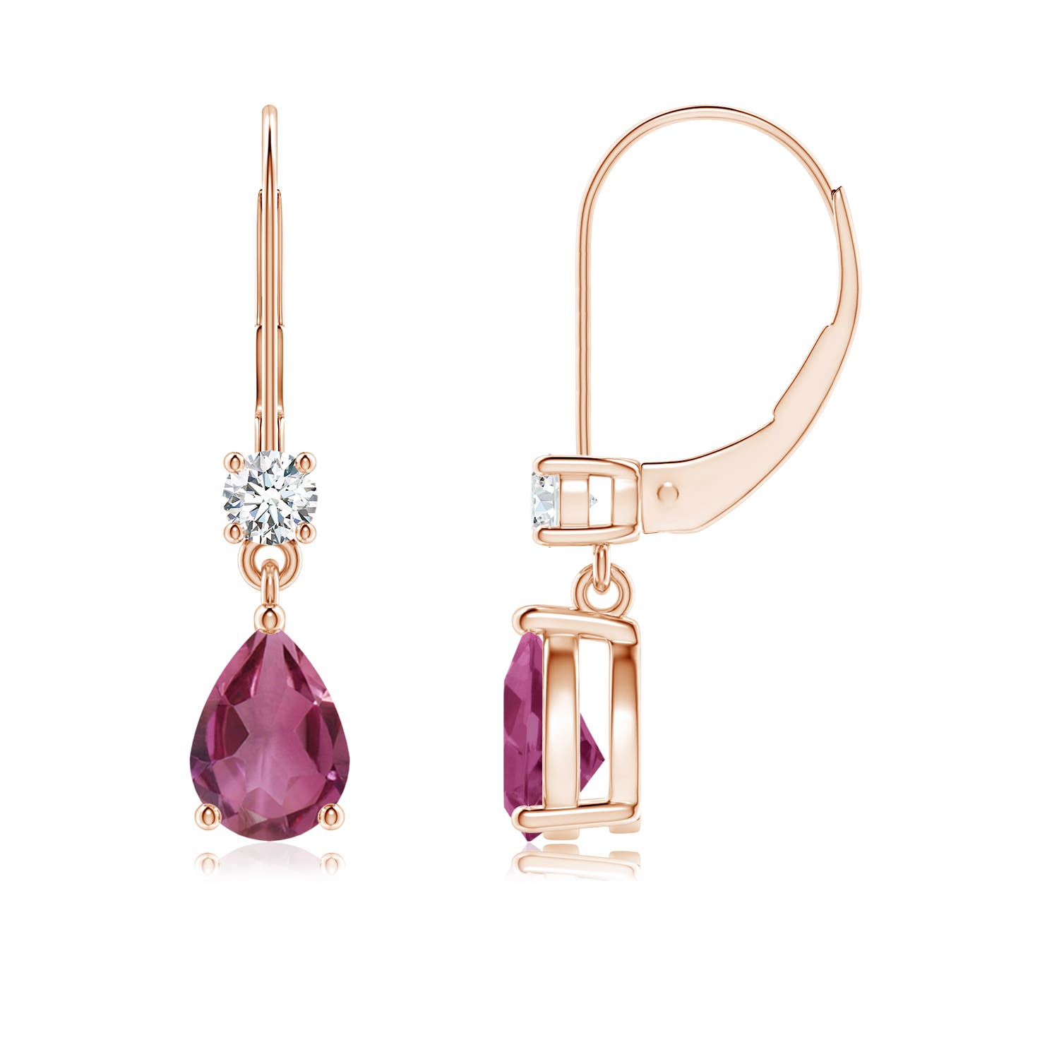 ANGARA 1.41 Ct Pink Tourmaline Leverback Drop Earrings with