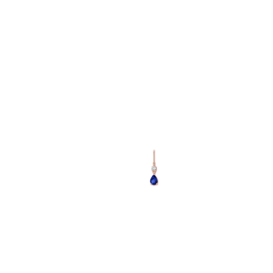 7x5mm AAA Pear Tanzanite Leverback Drop Earrings with Diamond in Rose Gold body-ear