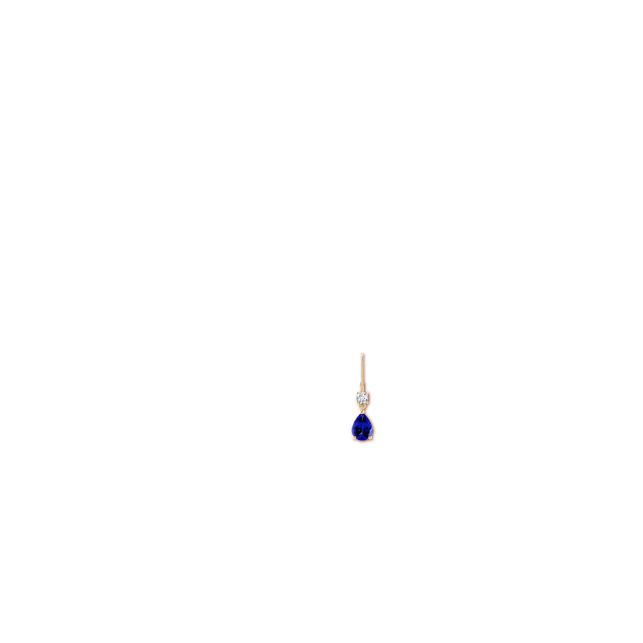 8x6mm AAAA Pear Tanzanite Leverback Drop Earrings with Diamond in Yellow Gold body-ear