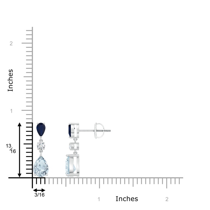 7x5mm A Pear Blue Sapphire and Aquamarine Drop Earrings in White Gold product image
