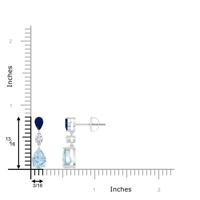 7x5mm AA Pear Blue Sapphire and Aquamarine Drop Earrings in White Gold product image
