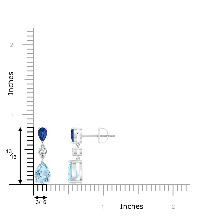 7x5mm AAA Pear Blue Sapphire and Aquamarine Drop Earrings in P950 Platinum product image