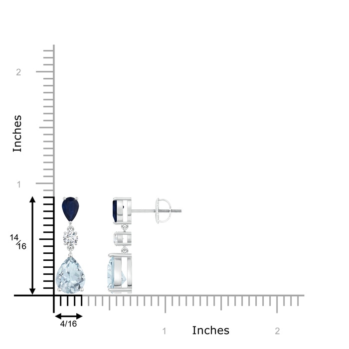 8x6mm A Pear Blue Sapphire and Aquamarine Drop Earrings in P950 Platinum product image