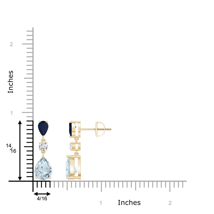 8x6mm A Pear Blue Sapphire and Aquamarine Drop Earrings in Yellow Gold product image