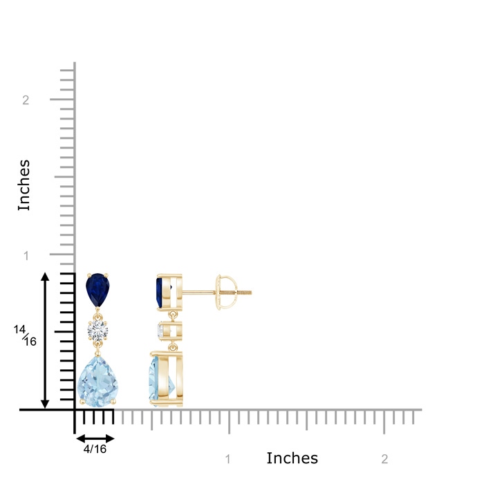 8x6mm AA Pear Blue Sapphire and Aquamarine Drop Earrings in Yellow Gold product image