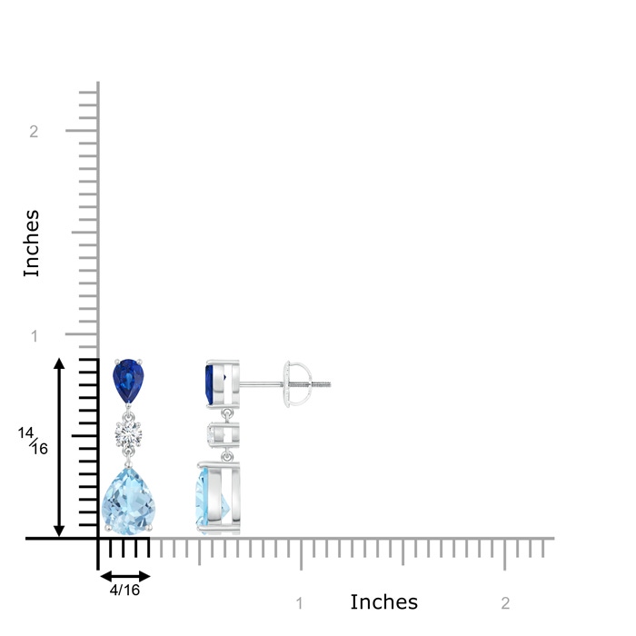8x6mm AAA Pear Blue Sapphire and Aquamarine Drop Earrings in P950 Platinum product image