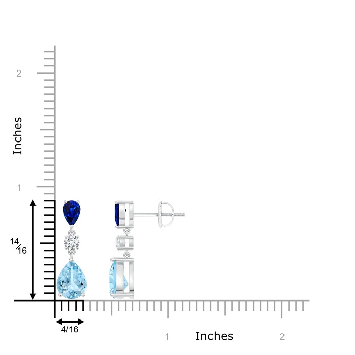 8x6mm AAAA Pear Blue Sapphire and Aquamarine Drop Earrings in P950 Platinum product image
