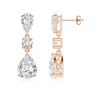 10x6.5mm GVS2 Pear Diamond Drop Earrings in Rose Gold