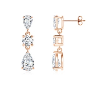 8x5mm GVS2 Pear Diamond Drop Earrings in Rose Gold