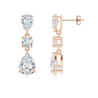 9x5.5mm GVS2 Pear Diamond Drop Earrings in 9K Rose Gold