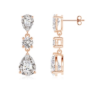 9x5.5mm IJI1I2 Pear Diamond Drop Earrings in 9K Rose Gold