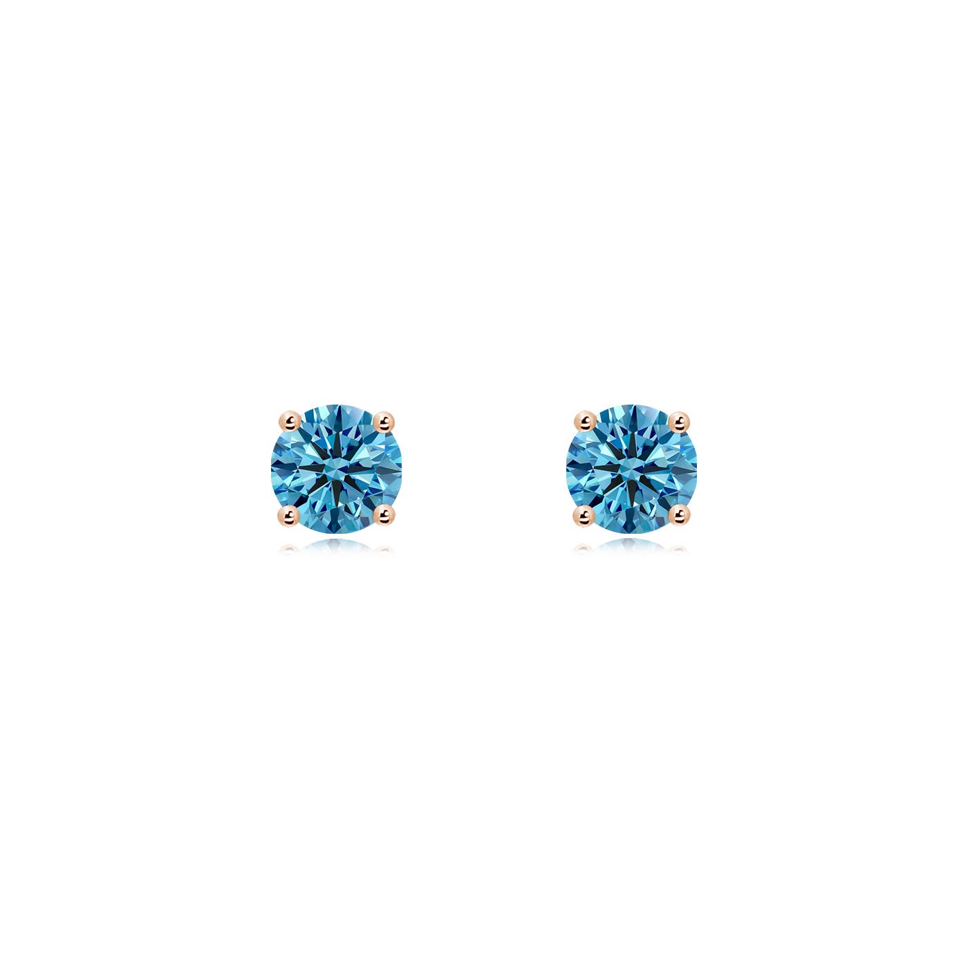 Angara 0.76 CTW Basket-Set Solitaire Fancy Intense Blue Diamond Stud Earrings in 14K Rose Gold