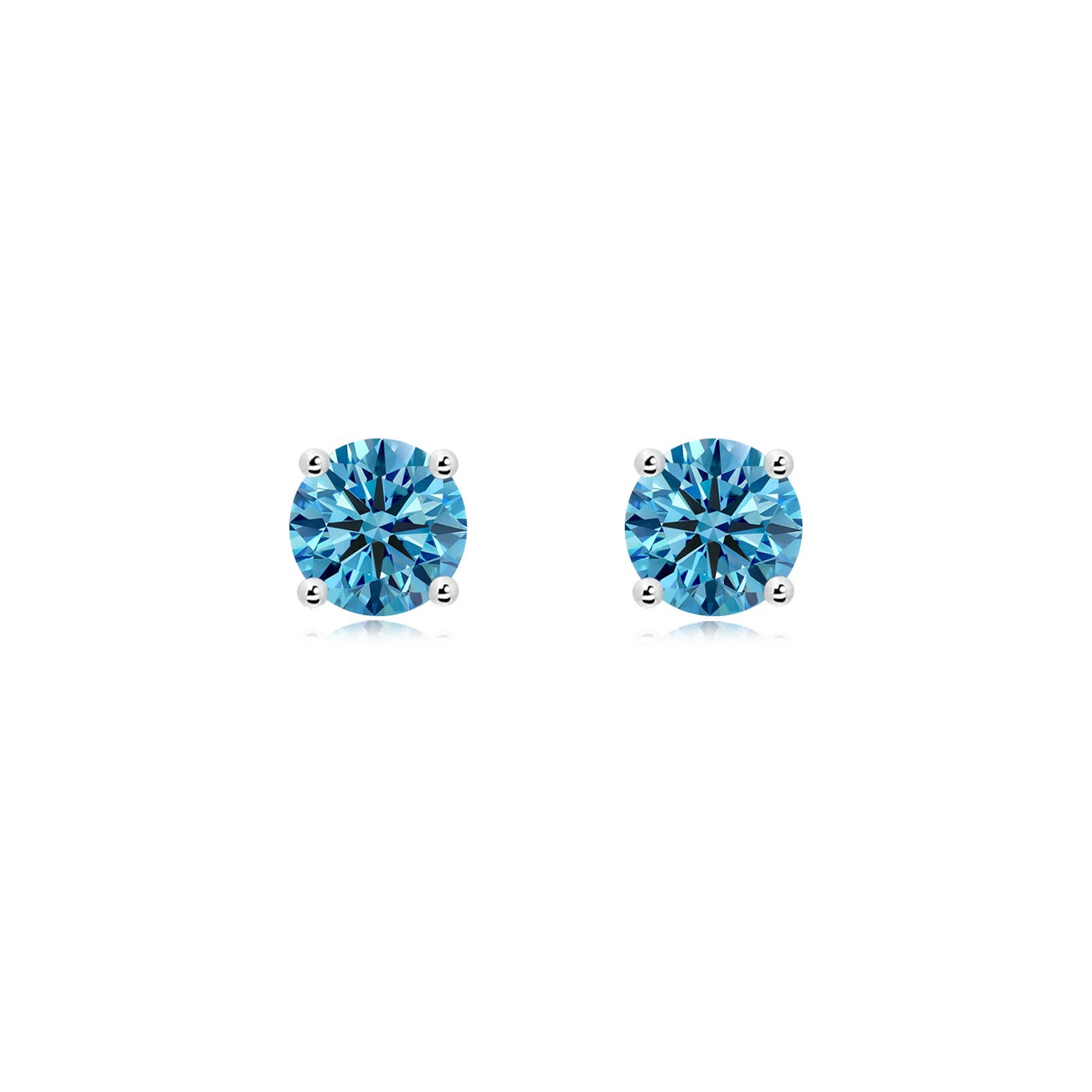 Angara 1.26 CTW Basket-Set Solitaire Fancy Intense Blue Diamond Stud Earrings in Platinum