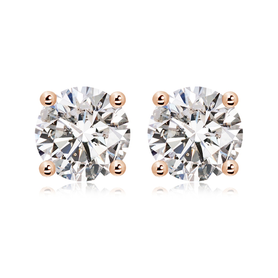11.6mm IJI1I2 Basket-Set Solitaire Diamond Stud Earrings in 18K Rose Gold 