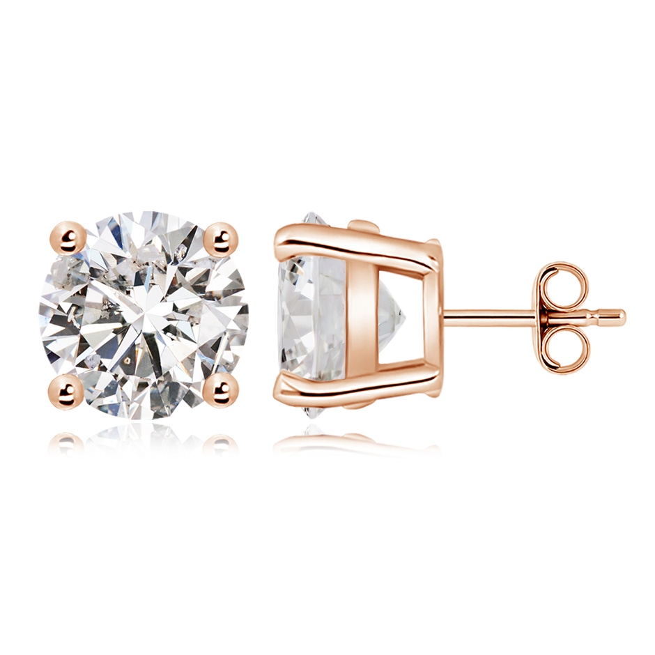 11.6mm IJI1I2 Basket-Set Solitaire Diamond Stud Earrings in 18K Rose Gold side 199