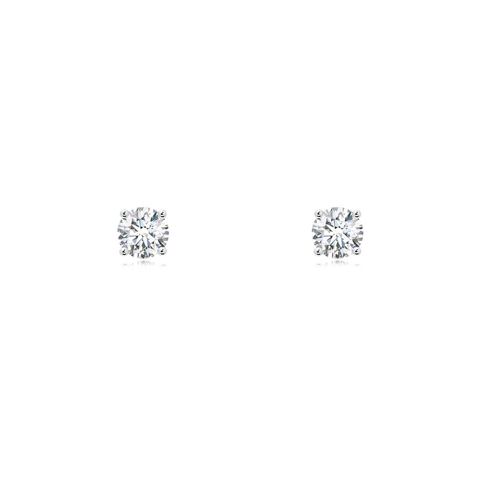 3.2mm GVS2 Basket-Set Solitaire Diamond Stud Earrings in P950 Platinum 