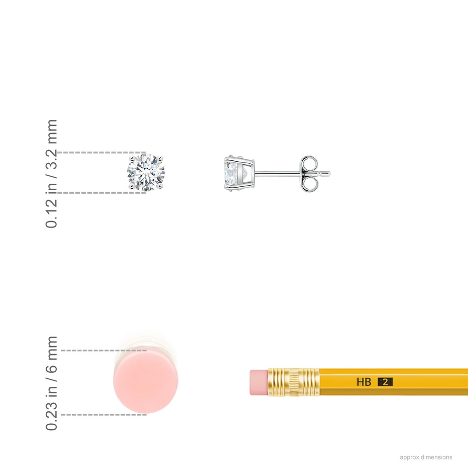 3.2mm GVS2 Basket-Set Solitaire Diamond Stud Earrings in P950 Platinum ruler