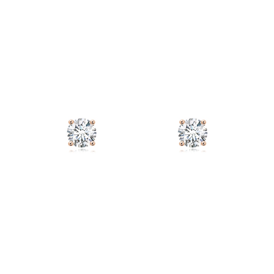 3.2mm GVS2 Basket-Set Solitaire Diamond Stud Earrings in Rose Gold 