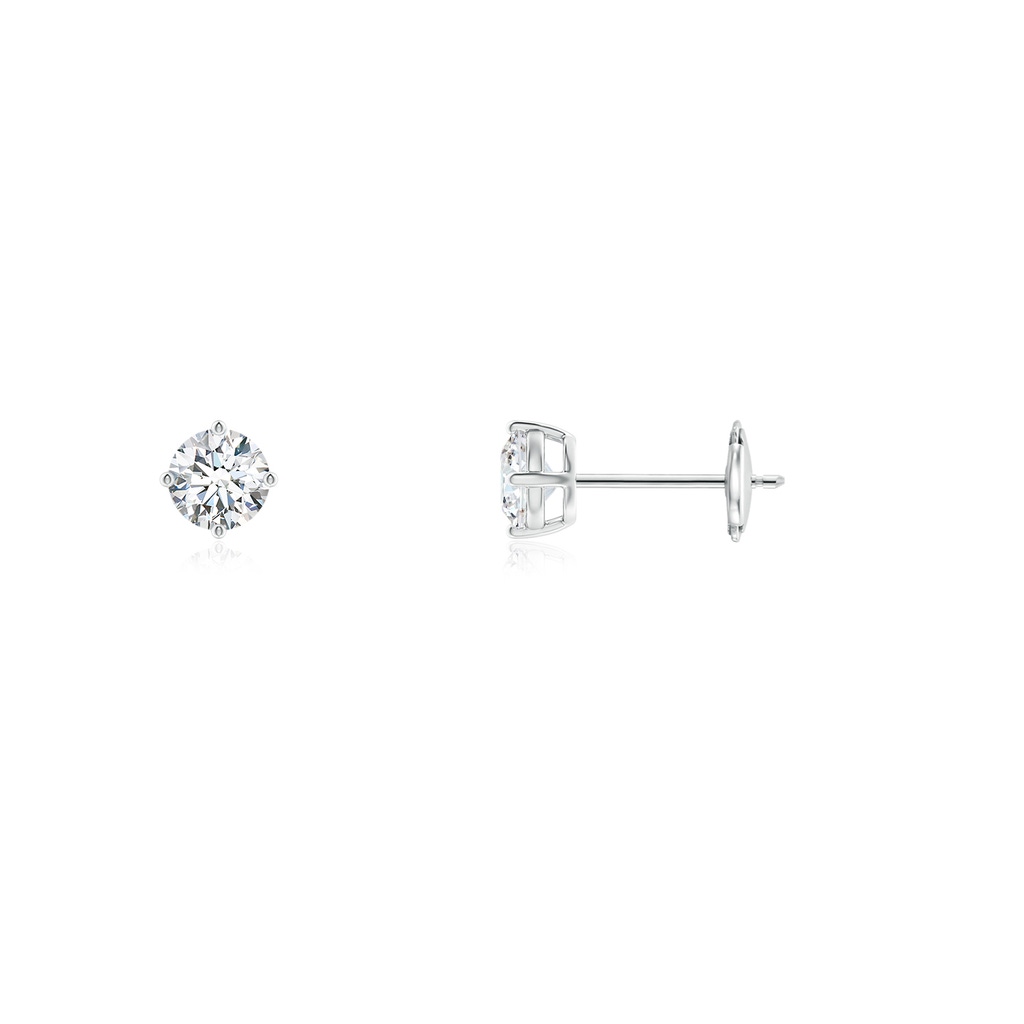3.2mm GVS2 Basket-Set Solitaire Diamond Stud Earrings in White Gold