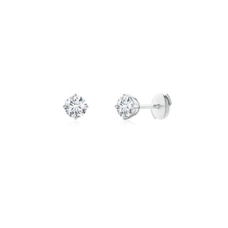 3.2mm GVS2 Basket-Set Solitaire Diamond Stud Earrings in White Gold