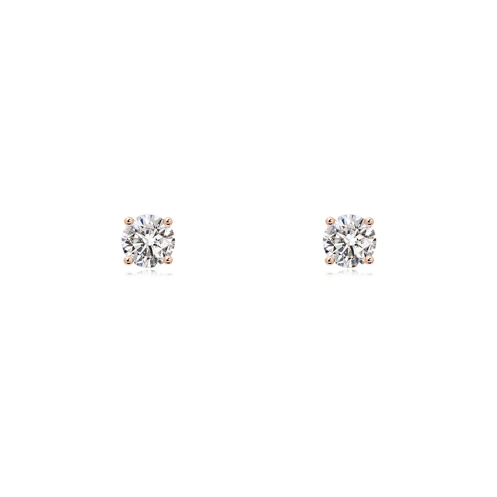3.2mm IJI1I2 Basket-Set Solitaire Diamond Stud Earrings in Rose Gold