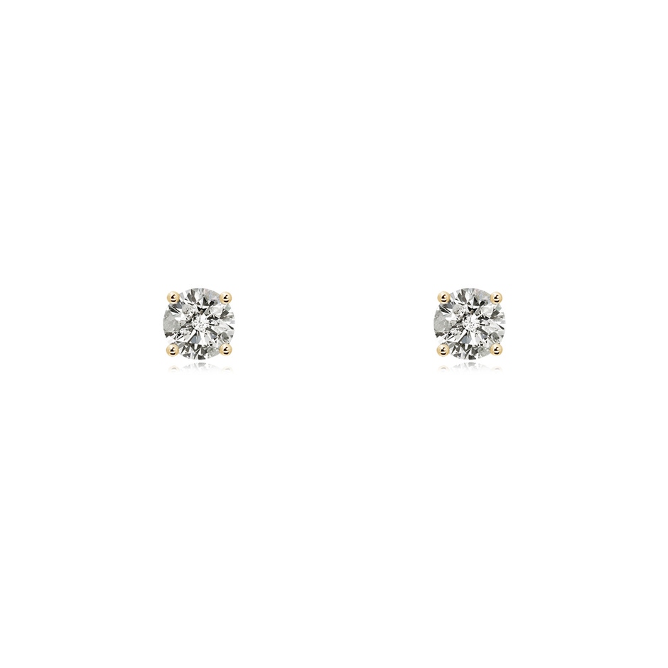 3.2mm KI3 Basket-Set Solitaire Diamond Stud Earrings in 10K Yellow Gold 