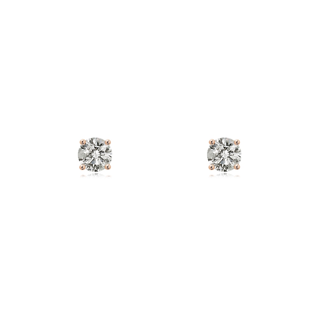 3.2mm KI3 Basket-Set Solitaire Diamond Stud Earrings in Rose Gold