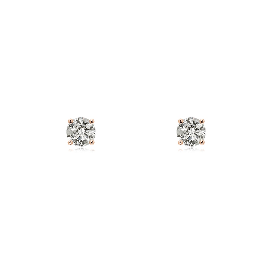 3.2mm KI3 Basket-Set Solitaire Diamond Stud Earrings in Rose Gold 