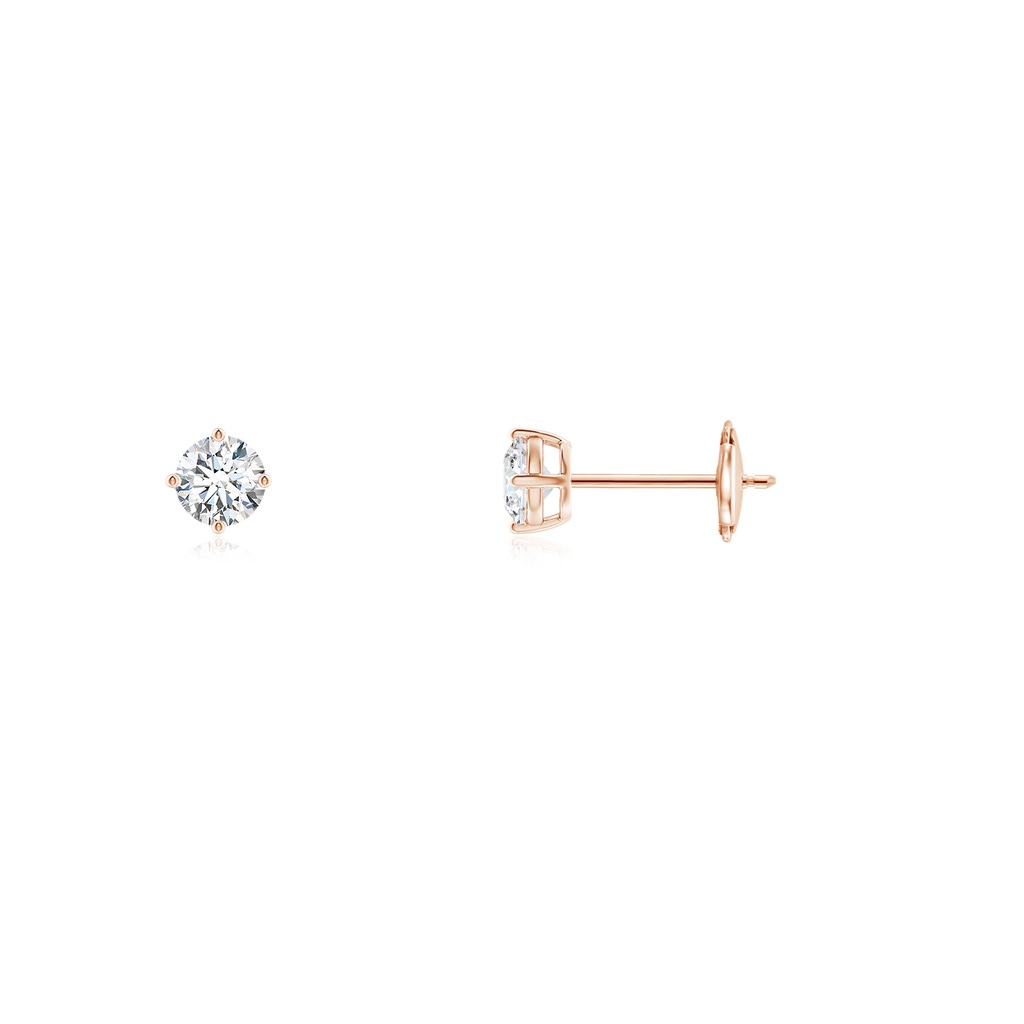 3mm GVS2 Basket-Set Solitaire Diamond Stud Earrings in Rose Gold