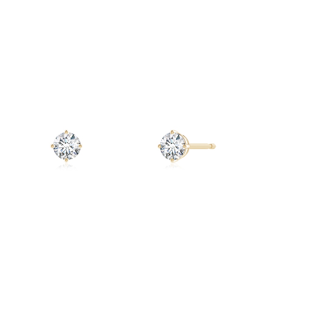 3mm GVS2 Basket-Set Solitaire Diamond Stud Earrings in Yellow Gold Side 199