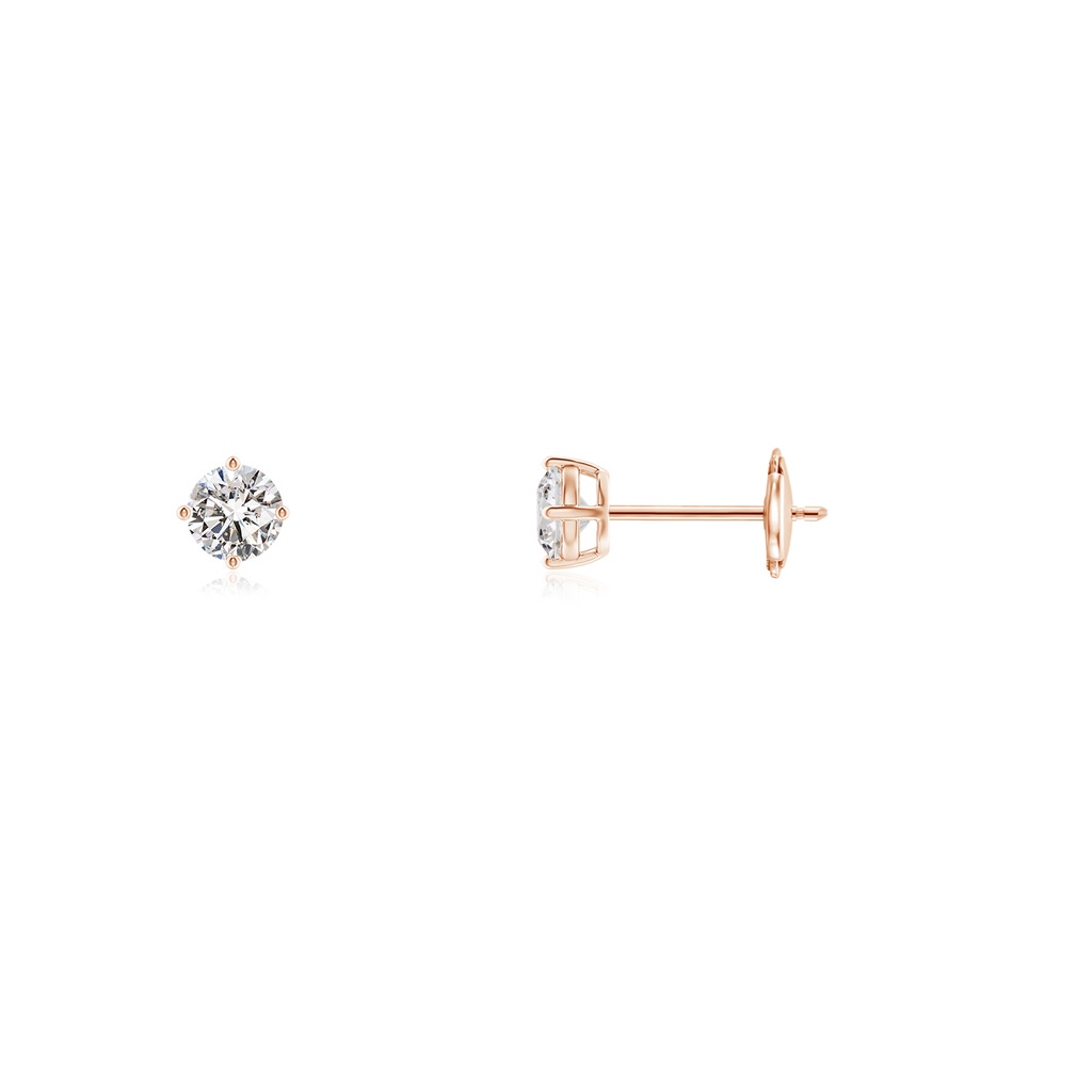 3mm IJI1I2 Basket-Set Solitaire Diamond Stud Earrings in Rose Gold