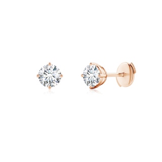 4.6mm GVS2 Basket-Set Solitaire Diamond Stud Earrings in 9K Rose Gold