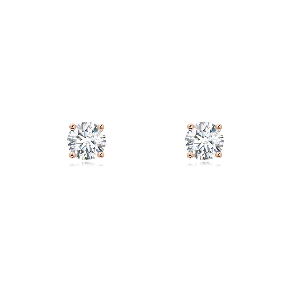 4.6mm GVS2 Basket-Set Solitaire Diamond Stud Earrings in Rose Gold 