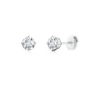 4.6mm GVS2 Basket-Set Solitaire Diamond Stud Earrings in White Gold