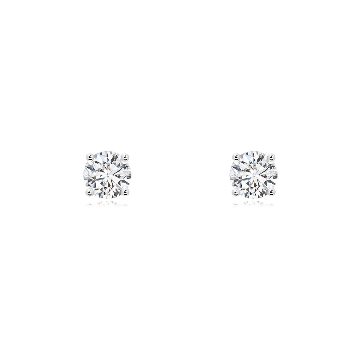 4.6mm HSI2 Basket-Set Solitaire Diamond Stud Earrings in P950 Platinum