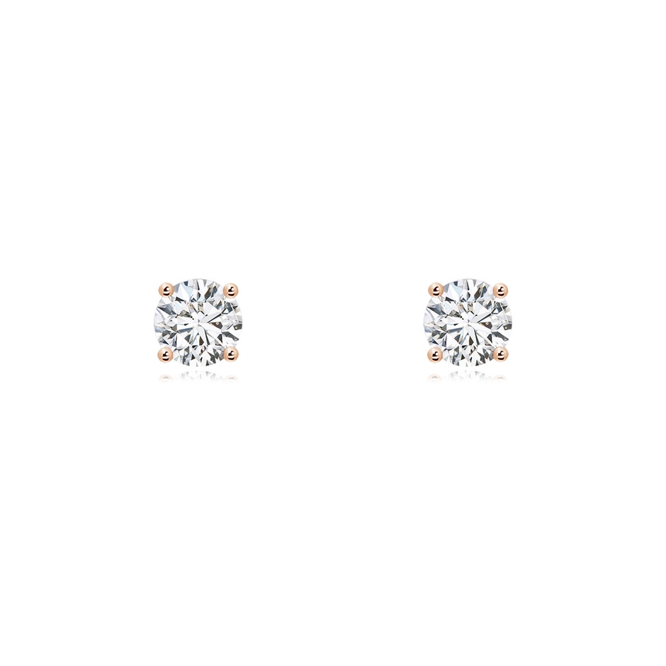 4.6mm HSI2 Basket-Set Solitaire Diamond Stud Earrings in Rose Gold 