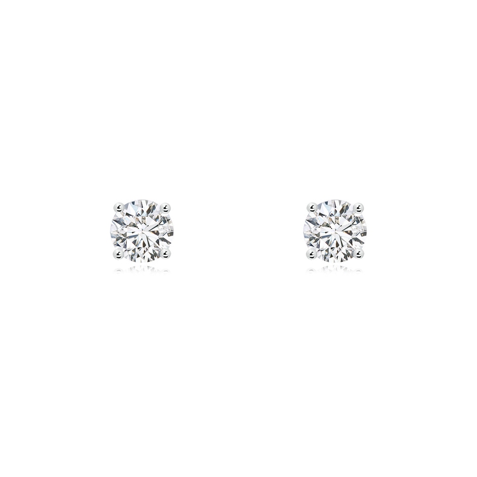 4.6mm HSI2 Basket-Set Solitaire Diamond Stud Earrings in White Gold 