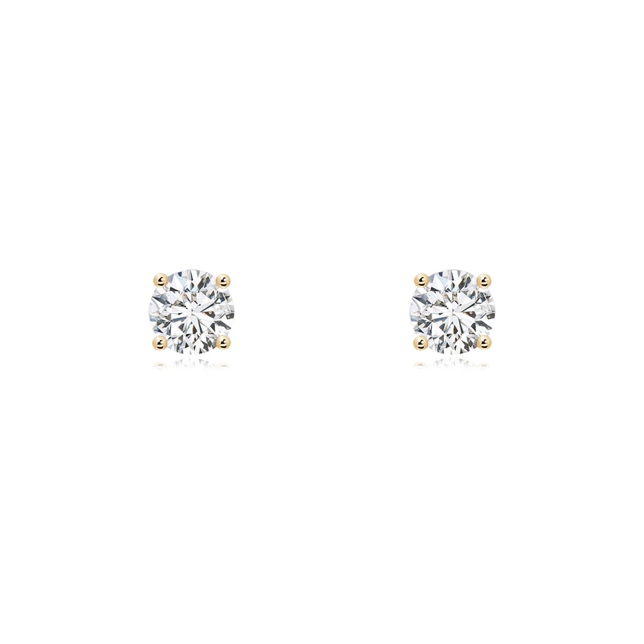 4.6mm HSI2 Basket-Set Solitaire Diamond Stud Earrings in Yellow Gold 