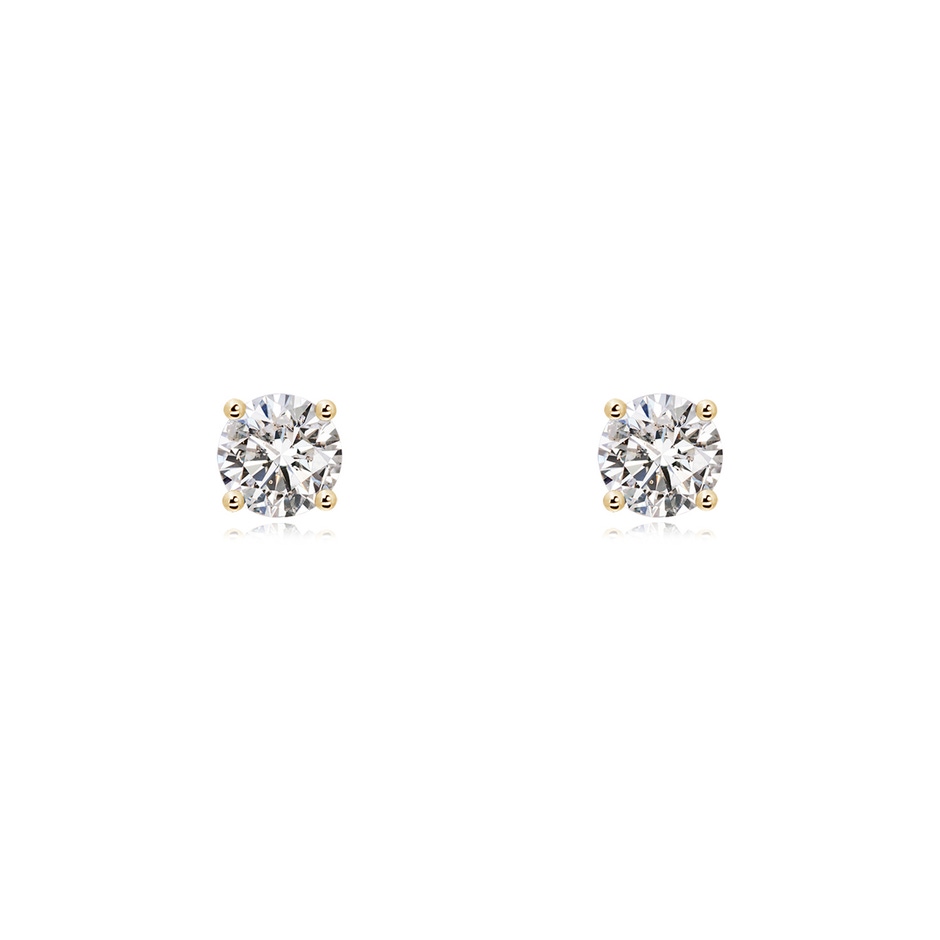 4.6mm IJI1I2 Basket-Set Solitaire Diamond Stud Earrings in Yellow Gold 