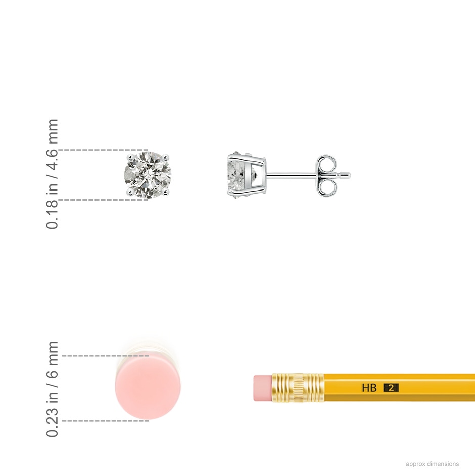 4.6mm KI3 Basket-Set Solitaire Diamond Stud Earrings in White Gold ruler