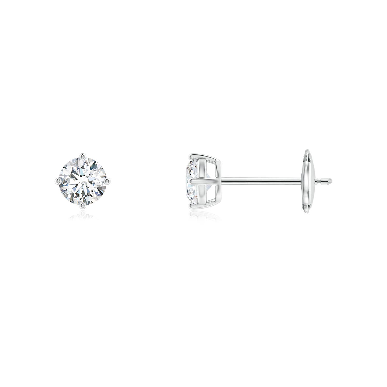 Basket-Set Solitaire Diamond Stud Earrings