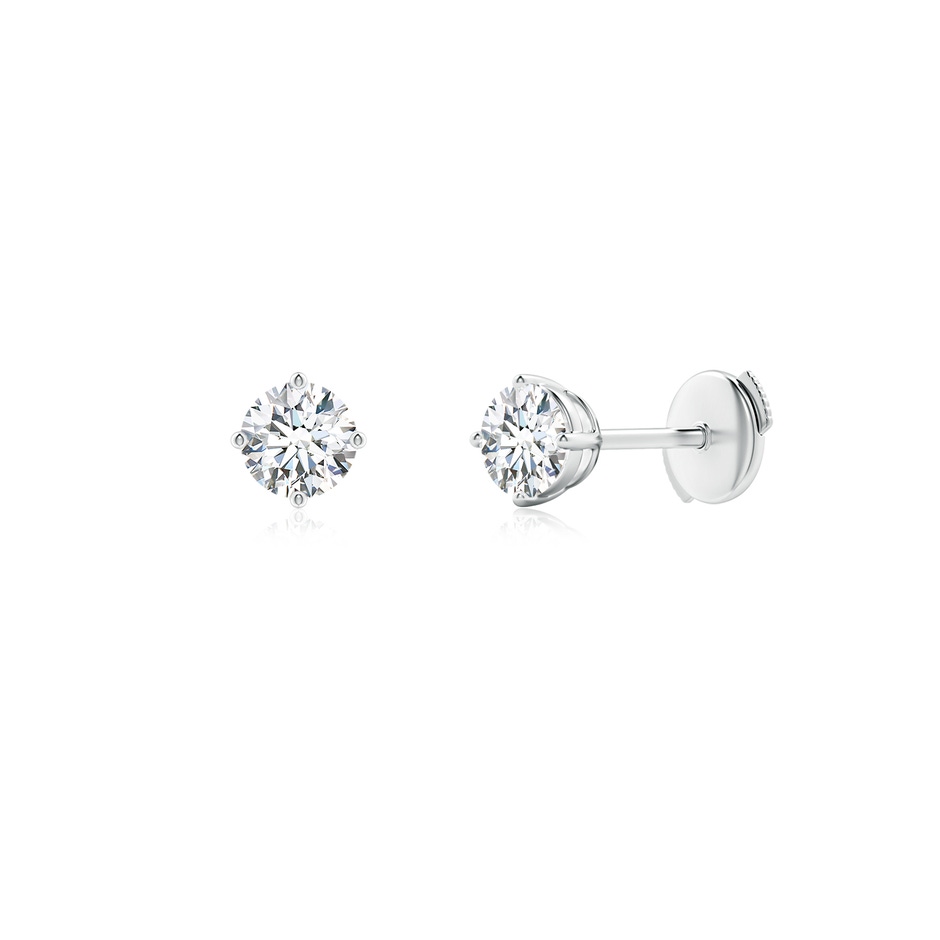 4mm GVS2 Basket-Set Solitaire Diamond Stud Earrings in White Gold 